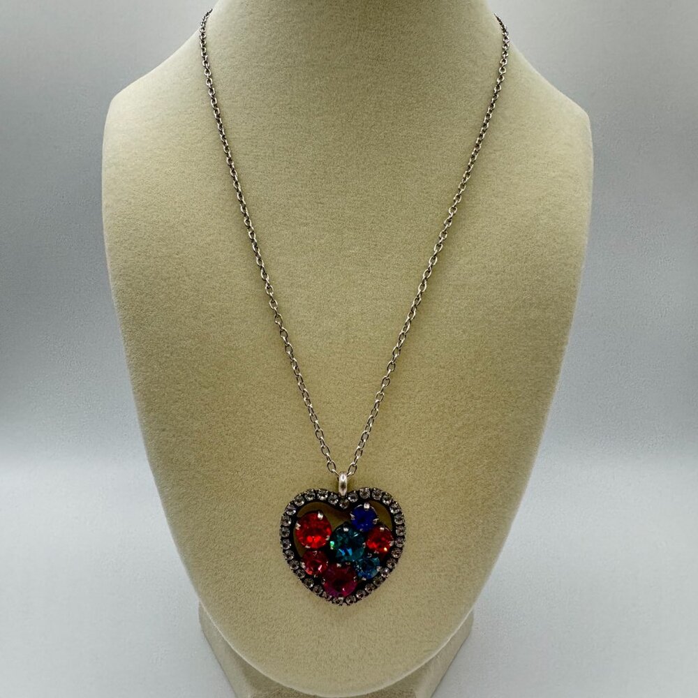 Rainbow Swarovski Crystal Heart Necklace – Multicolor Sparkle, Handcrafted gift - Picture 5 of 5
